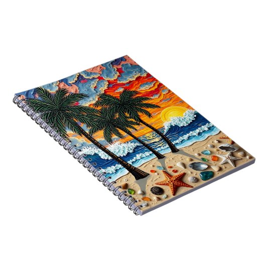Beautiful Beach Scene with Palm Trees Notitieboek (Rechterzijde)