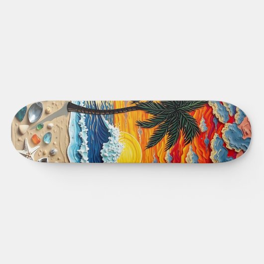 Beautiful Beach Scene with Palm Trees Persoonlijk Skateboard (Horizontaal)