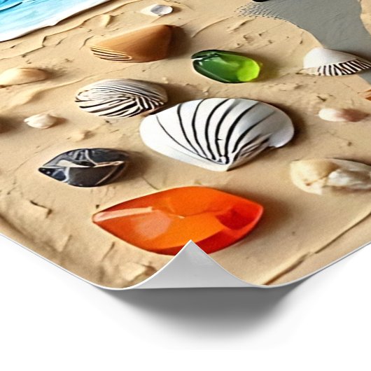 Beautiful Beach Scene with Palm Trees Poster (Hoek)