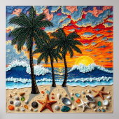 Beautiful Beach Scene with Palm Trees Poster (Voorkant)