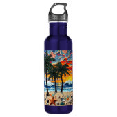 Beautiful Beach Scene with Palm Trees Waterfles (Voorkant)