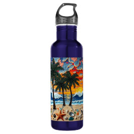 Beautiful Beach Scene with Palm Trees   Waterfles