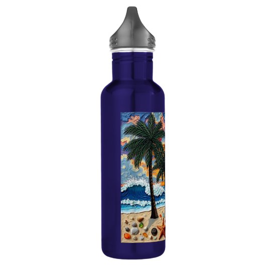 Beautiful Beach Scene with Palm Trees Waterfles (Links)