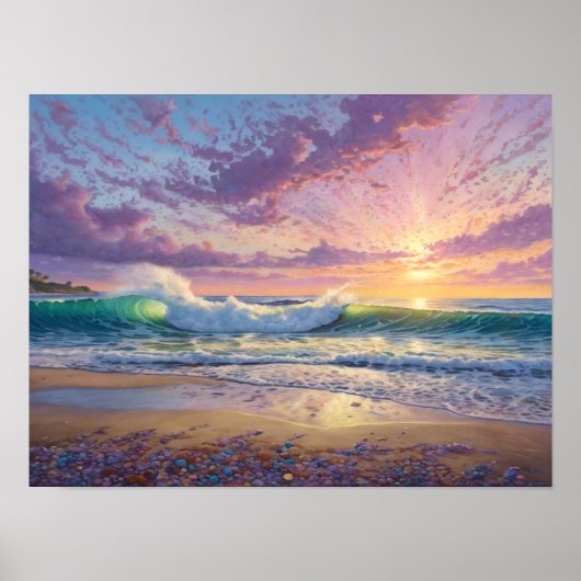 Beautiful Beach Waves and Shore Art Poster (Voorkant)