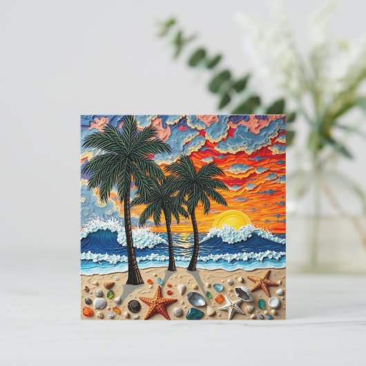 Beautiful Beachy Happy | Saying Hi Feestdagenkaart (Staand voorkant)