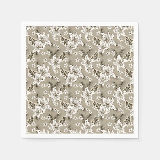 Beautiful beige flower pattern servet (Voorkant)