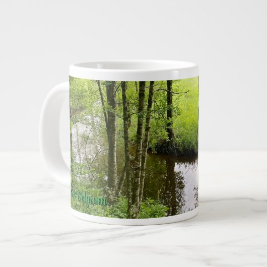 Beautiful belgian forest and river, travel grote koffiekop (Links)