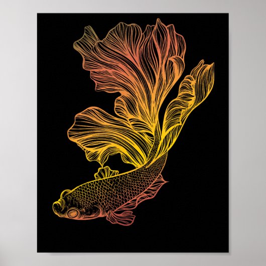 Beautiful Betta Fish Fighting Siamese Halfmoon Gif Poster (Voorkant)