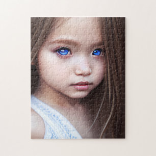 BEAUTIFUL BIG EYED LITTLE GIRL ART JIGSAW PUZZZLE LEGPUZZEL