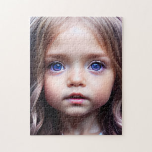 BEAUTIFUL BIG EYED LITTLE GIRL ART JIGSAW PUZZZLE LEGPUZZEL