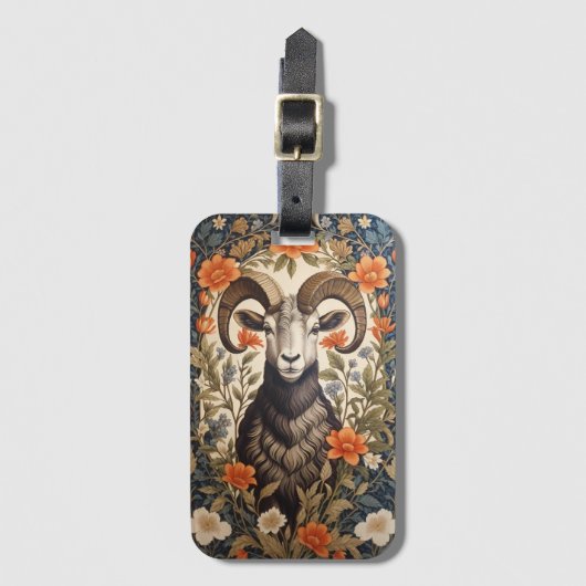 Beautiful Big Horn Sheep William Morris Inspired Bagagelabel (Voorkant (verticaal))