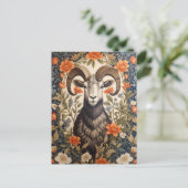 Beautiful Big Horn Sheep William Morris Inspired Briefkaart (Staand voorkant)