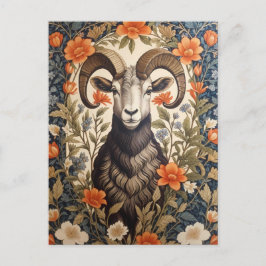 Beautiful Big Horn Sheep William Morris Inspired Briefkaart