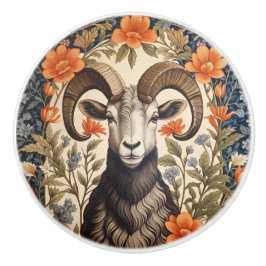 Beautiful Bighorn Sheep William Morris Inspired Keramische Knop