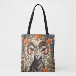 Beautiful Bighorn Sheep William Morris Inspired Tote Bag