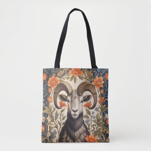 Beautiful Bighorn Sheep William Morris Inspired Tote Bag (Voorkant)