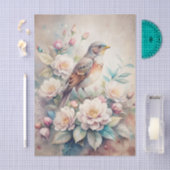Beautiful Bird with Flowers in Pastel Shades Tissuepapier (Craft)