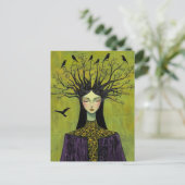 Beautiful Birds on Her Head, Tree Branches Hair Briefkaart (Staand voorkant)