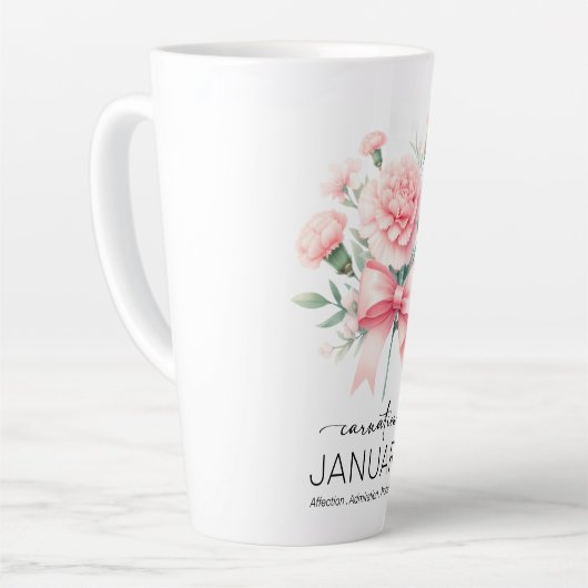 Beautiful Birth Mont Flower/January/Carnation Latte Mok (Linkerhoek)