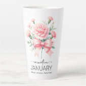 Beautiful Birth Mont Flower/January/Carnation Latte Mok (Voorkant)
