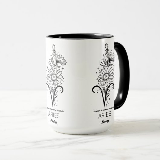 Beautiful Birth Month Flower/Zodiac Sign/Aries Mok (Voorkant rechts)