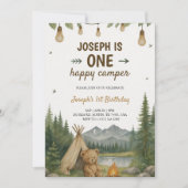 Beautiful birthday Invitation with camping vibe  Kaart (Voorkant)