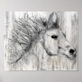 Beautiful Black and White Horse Sketch Poster (Voorkant)