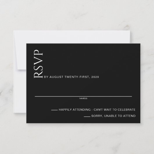 Beautiful Black and White Wedding RSVP Kaartje (Voorkant)