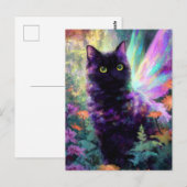 Beautiful Black Cat With Fairy Wings Briefkaart (Voorkant / Achterkant)