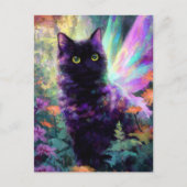 Beautiful Black Cat With Fairy Wings Briefkaart (Voorkant)