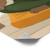 Beautiful black curvy woman meditating poster (Hoek)