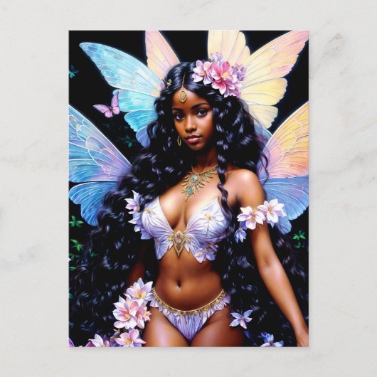 Beautiful Black Fairy Girl Briefkaart (Voorkant)