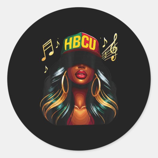 Beautiful Black Girl Hbcu Ronde Sticker (Voorkant)