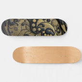 Beautiful Black & Gold Floral and Beads Abstract Persoonlijk Skateboard (Horizontaal)