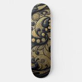 Beautiful Black & Gold Floral and Beads Abstract Persoonlijk Skateboard (Voorkant)