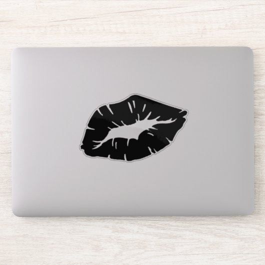 Beautiful Black Lipstick Kiss Isolated Gothic Sticker (Computer)