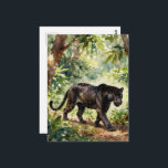 Beautiful Black Panther in the Forest Briefkaart<br><div class="desc">A gorgeous black panther in the forest fantasy watercolor AI generated art</div>