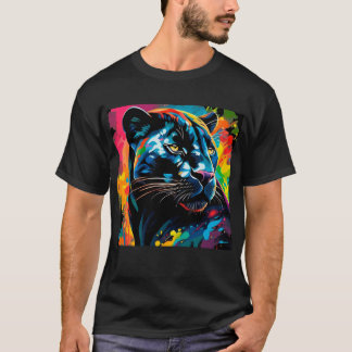 Beautiful Black Panther portrait colorful painting T-shirt