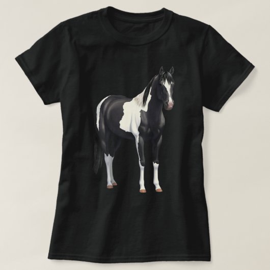 Beautiful Black Pinto Paint Horse T-shirt (Design voorkant)