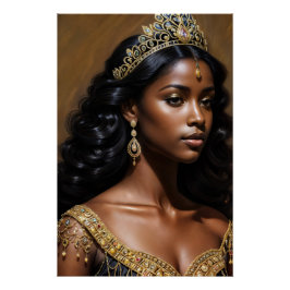 Beautiful Black Queen Wearing Tiara Perfect Poster