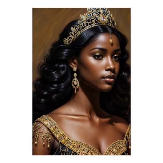 Beautiful Black Queen Wearing Tiara Perfect Poster (Voorkant)
