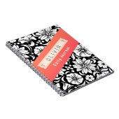Beautiful Black & White Orange Custom Name Daily Notitieboek (Rechterzijde)