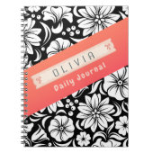 Beautiful Black & White Orange Custom Name Daily Notitieboek (Voorkant)