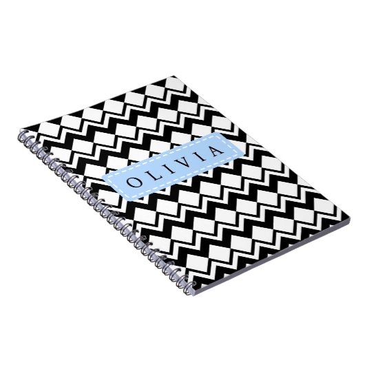 Beautiful Black & White Patterns Custom Name  Notitieboek (Rechterzijde)