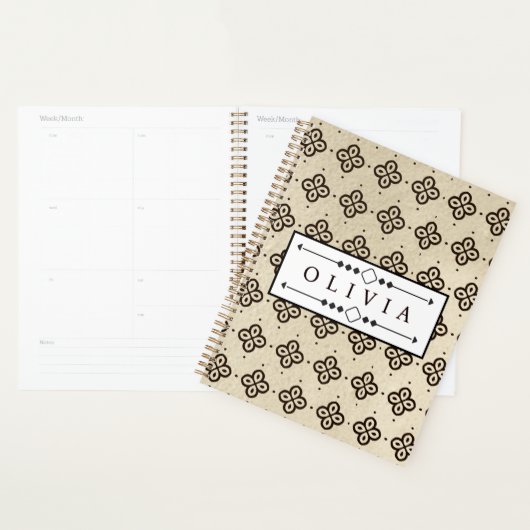 Beautiful Black & White Patterns Custom Name Planner (Display)