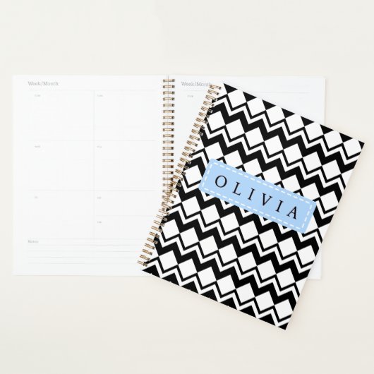 Beautiful Black & White Patterns Custom Name  Planner (Display)