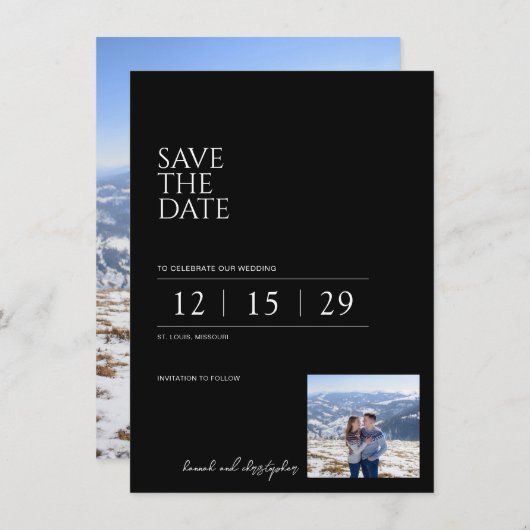 Beautiful Black & White Wedding Save The Date (Voorkant / Achterkant)