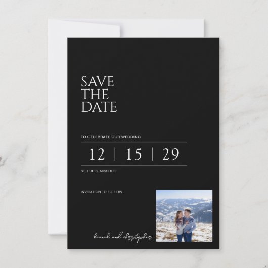 Beautiful Black & White Wedding Save The Date (Voorkant)