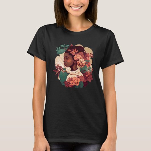 Beautiful Black Woman Afro Melanin Queen Cute Flow T-shirt (Voorkant)