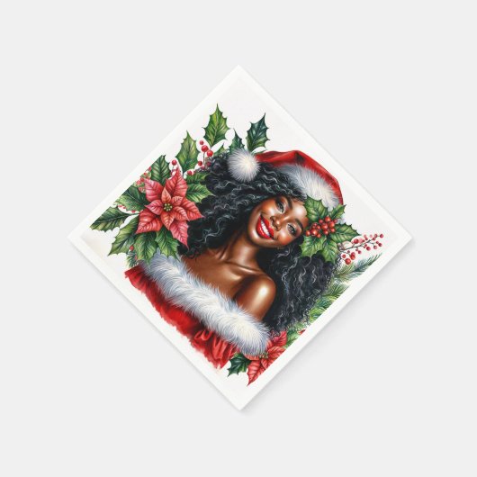 Beautiful Black Woman Christmas Servet (Hoek)